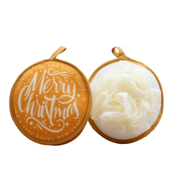 Yhmxh Christmas Bath Loofah Santa Claus Xmas Tree Mesh Pouf Shower Sponge Body Scrubber Exfoliator for Bathroom Tools, Loofah Exfoliating Back Bath Sponge Shower Scrubber Luffa for Men Women