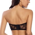 thumbnail image 4 of Sujetador bandeau sin tirantes de encaje para mujer, top tubo acolchado, tirantes transparentes, 4 of 8