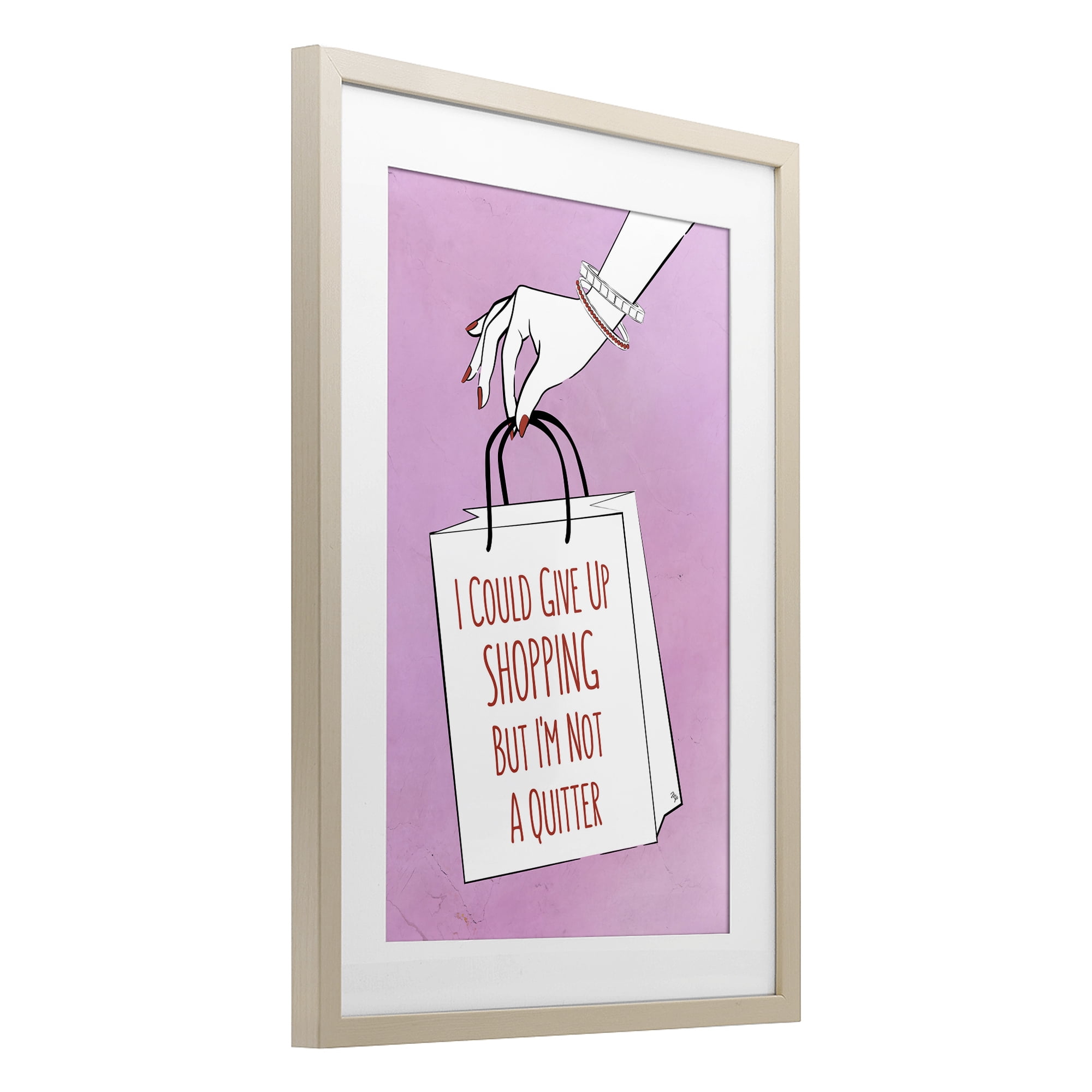 Stupell Industries Not A Quitter Shopping Birch Framed Print Under Glass, design by Martina Pavlova