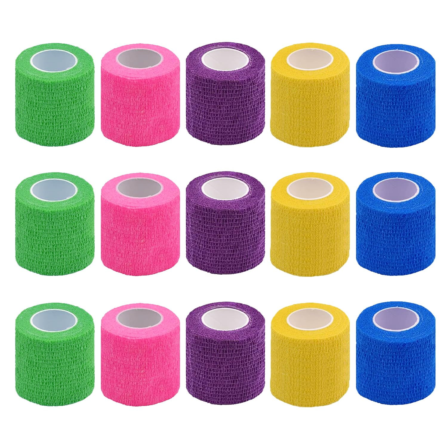 Self Adhesive Bandage Wrap,1 Inch 5 Yards 16 Pack Black Elastic Flexible Cohesive Bandages, Vet Wrap Tattoo Sports Tape Bulk for First Aid Supplies (Black)