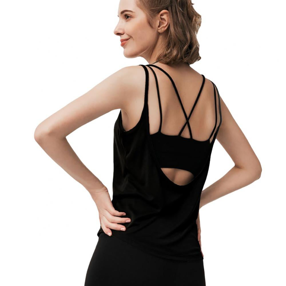Womens Summer Workout Tops Sexy Backless Yoga Shirts Open Back Activewear  Running Sports Gym Quick Dry Tank Tops - Walmart.com