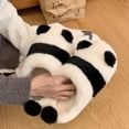 thumbnail image 3 of Pantuflas de algodón de panda para mujer, lindas zapatillas de felpa cálidas para el hogar de invierno de 24,5 cm, 3 of 3