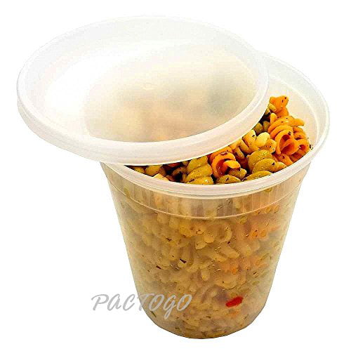 32 oz Premium Deli Containers with Lids. Plastic Quart Containers with  Lids, Soup Containers | Freezer, Microwave and Dishwasher Safe (24 Pack)
