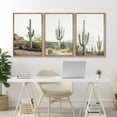 thumbnail image 4 of IDEA4WALL Framed Canvas Print Wall Art Set of 3 Desert Landscape Art, Southwest Cactus Prints, Botanical Floral Wall Decor, Nature Wilderness Modern Artwork for Bedroom - Natural 16"x24"x3, 4 of 5