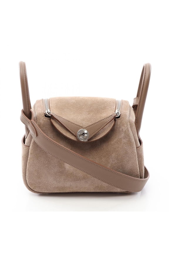 Pre-Owned Hermes Lindy Mini Griscaille Shoulder Bag Handbag Leather Grizzly Veau Swift Women's...