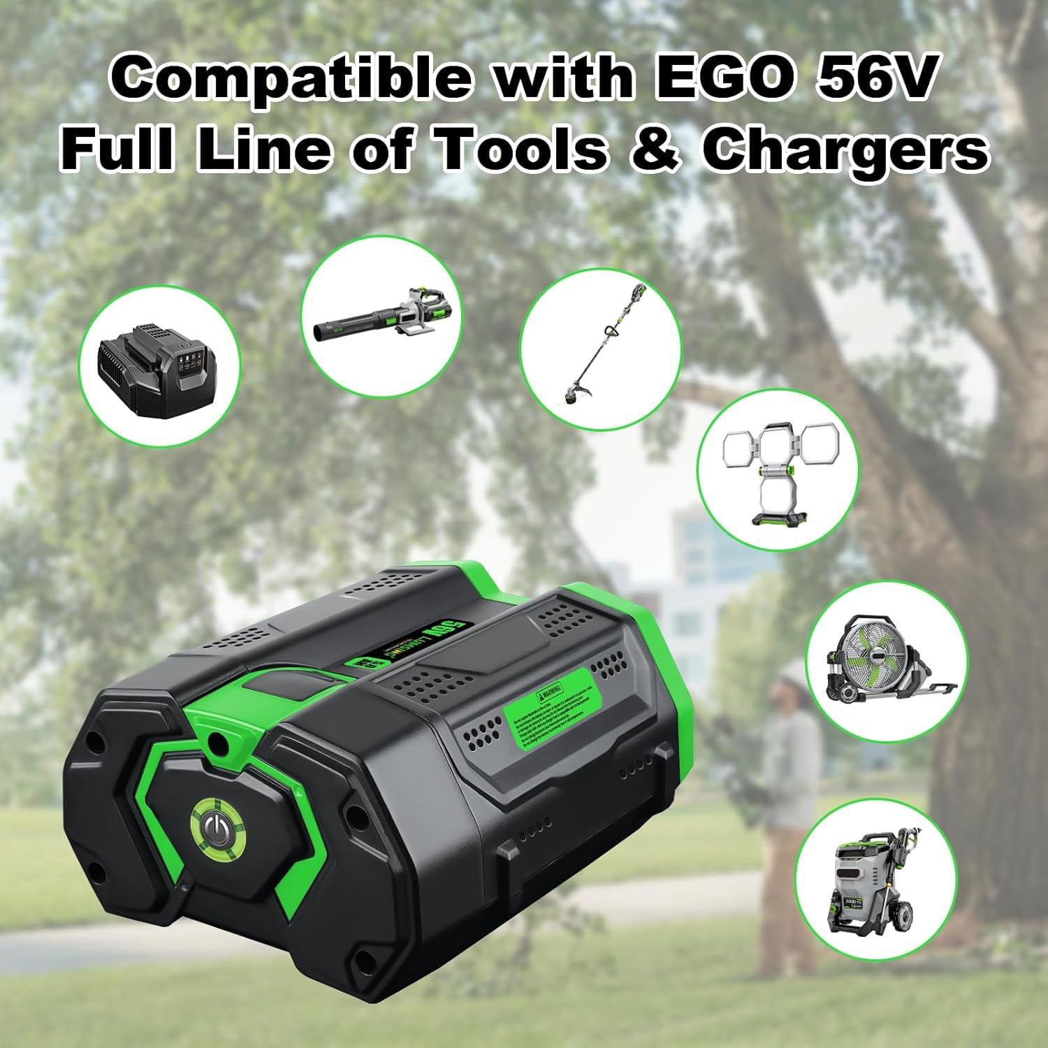 Mingsci 5.0Ah Replacement for Ego 56V Lithium Battery BA2800T BA2800 EGL1828 5000mah with Fuel Gauge, Compatible with Ego Power Tools