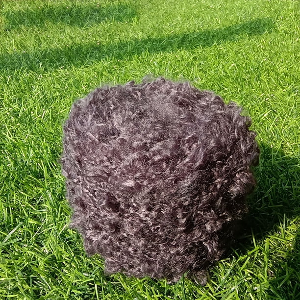 Xiao Hua Hilo acrílico de felpa suave de 50 g (gris oscuro) para hacer pelo de muñecas, tejer a ganchillo y fieltrar con aguja | Bobinas de pelo rizado de lana de oveja cardada, mecha y fibra.