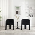 thumbnail image 4 of Guyou Modern Boucle Dining Chairs Set of 6, Barrel Sherpa Side Chair with Curved Backrest and Arms, Comfy Dressing Vanity Chairs, Upholstered Kitchen Chairs for Living Room Bedroom Dining Room, Black, 4 of 7