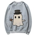 thumbnail image 5 of CLOISE Womens Halloween Sweatshirts Fashion Ghost Graphic Oversized Sweatshirts Fall Long Sleeve Crew Neck Hoodies Shirts Tunic Tops Festival Party Outfits Gray XS Boo, 5 of 5