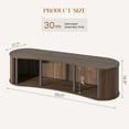 thumbnail image 2 of Fluted TV Stand with Storage Cabinet, 59″ Media Console with Sliding Tambour Door, Mid Century Modern Entertainment Center for Living Room, Oval Light Wood TV Stand for Bedroom, Walnut, 2 of 9