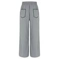 thumbnail image 5 of felwors Barrel Sweatpants Women High Waisted Wide Leg Lounge Pants Casual Fall Drawstring Contrast Patchwork with Pockets Light Gray, XL, 5 of 5