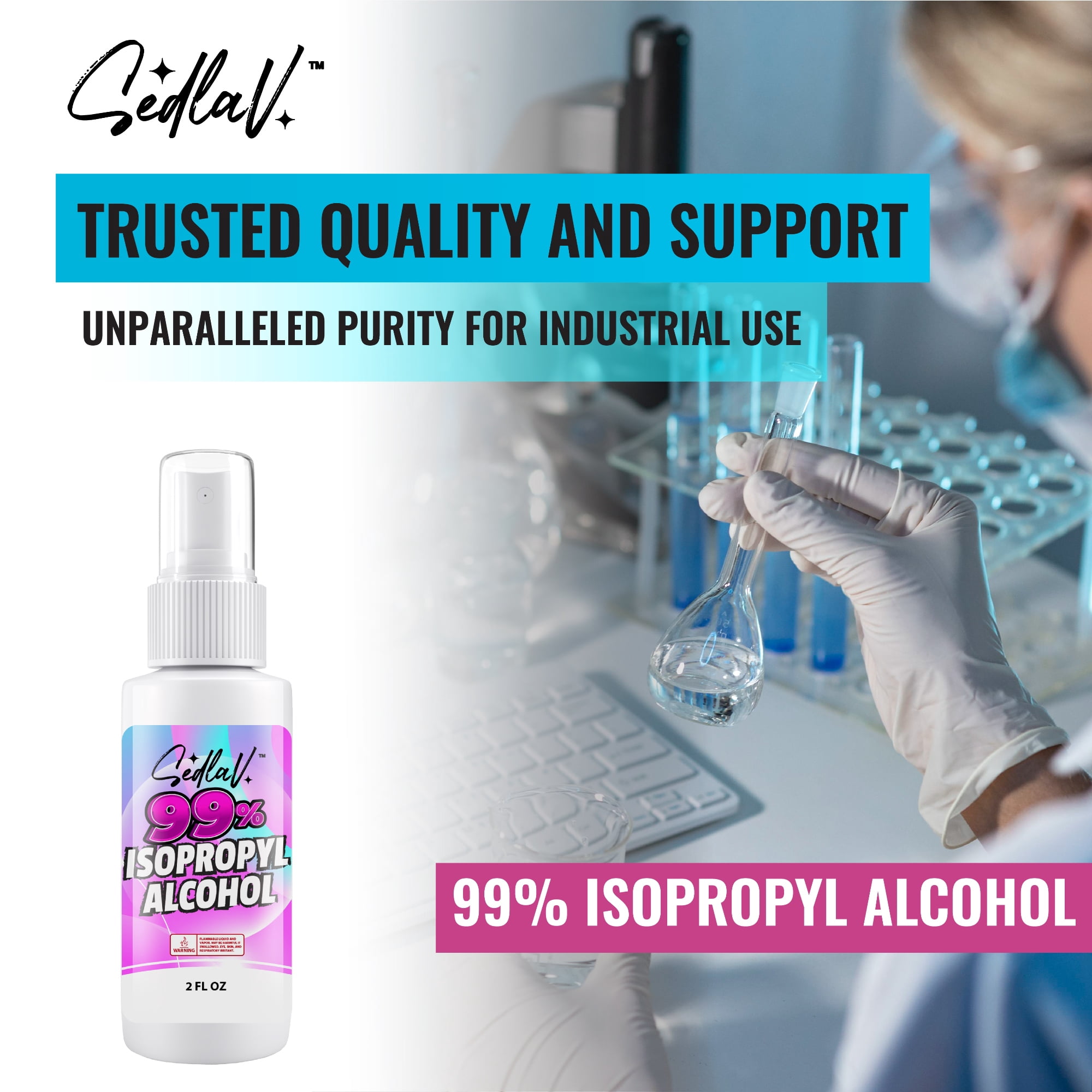 SEDLAV 99% Isopropyl Alcohol Spray Bottle, 99% Isopropyl Alcohol Sprayer, Isopropyl Alcohol Spray Bottles Small, Isopropyl Alcohol 99 Percent Small Bottle, Isopropyl Alcohol Travel Size 2 Oz (4)