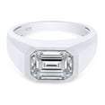 thumbnail image 3 of 2 1/4 Carat 9x7MM Emerald Cut Lab Created Moissanite Diamond Signet Wedding Band Ring For Men In 14K White Gold Over Sterling Silver(G-H Color,VVS1 Clarity,2.25 Cttw)-8, 3 of 7