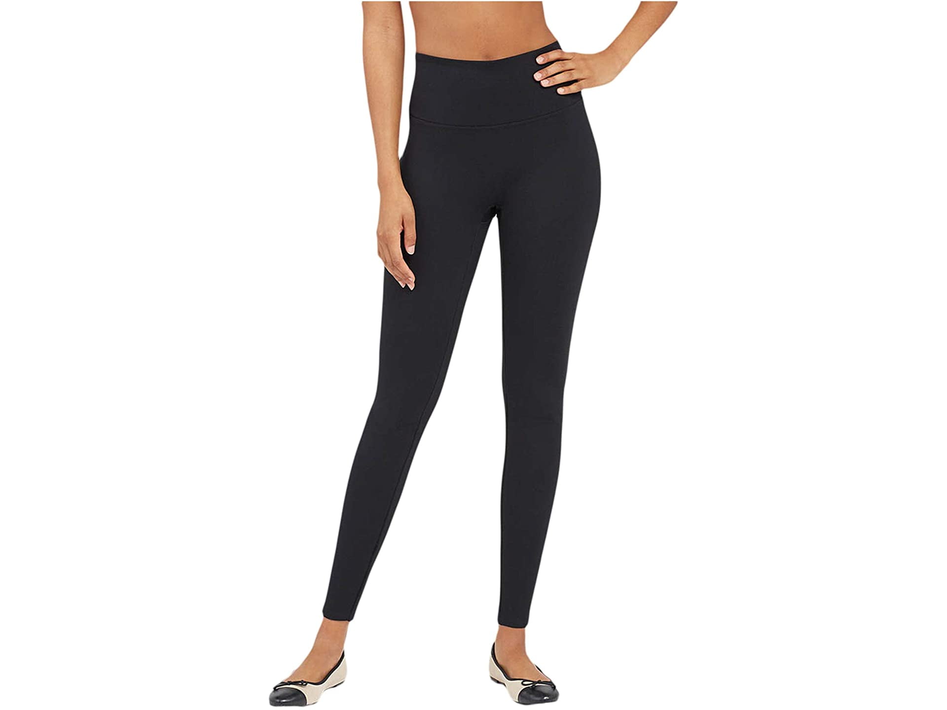 Spanx Women's Ankle Length Ponte Stretch Solid Black Leggings S ...