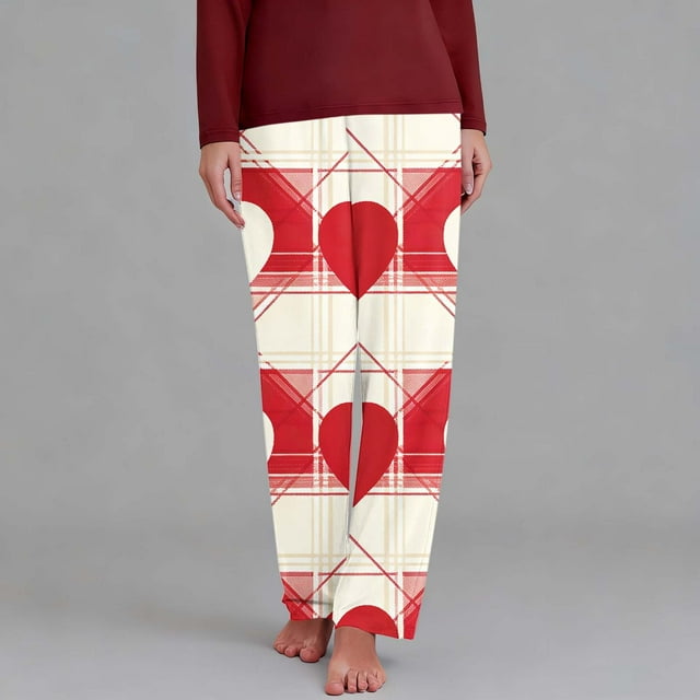 Censtreet Pantalon de Pyjama pour Femmes Imprimé Cœur Bas de Détente Pyjamas pour Femmes (Disponible en Tailles Plus)