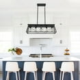 thumbnail image 2 of 5-Lights Kitchen Island Light Ceiling Light, Retro Farmhouse Chandelier for Dining Room, Pendant Lighting (No bulb) for Living Room, Bar, Black, 2 of 9