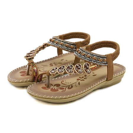

Cathalem Summer Fashion Women Casual Open Toe Flat Love Rhinestone Comfortable Soft Bottom Sandals for Women Heels Wedge Brown 8.5