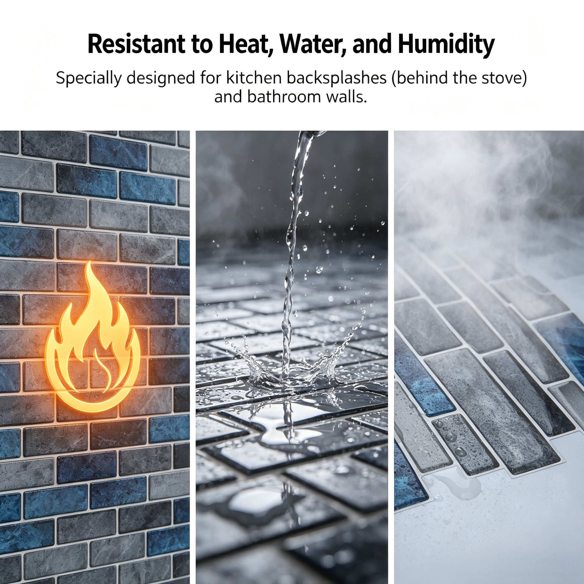 Yeslife 10-Sheets Premium Self-Adhesive Marble Backsplash Tiles, 12" x 12" Peel-and-Stick Wall Tile for Kitchen Bathroom Fireplace, 3D Gel Thickened, No Grout No Glue