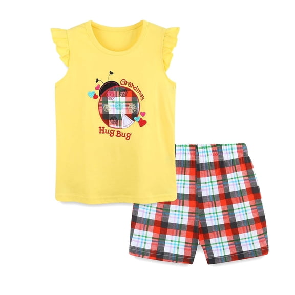 Hiijoy Toddler Girls Cotton Outfits Summer Ladybug Print Tank Top Shorts Set, Sizes 1-2Y