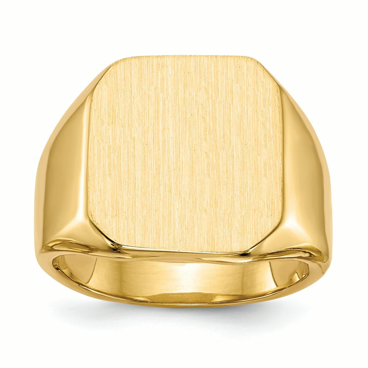 Ring Signet - 14K Yellow Gold 17.1 MM Men's Rectangle Engravable Signet ...