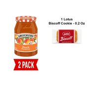 Smuckers Peach Preserves, 18 Ounces - Pack Of 2 & Lotus Biscoff Cookie - 0.2 Oz - 1 ct