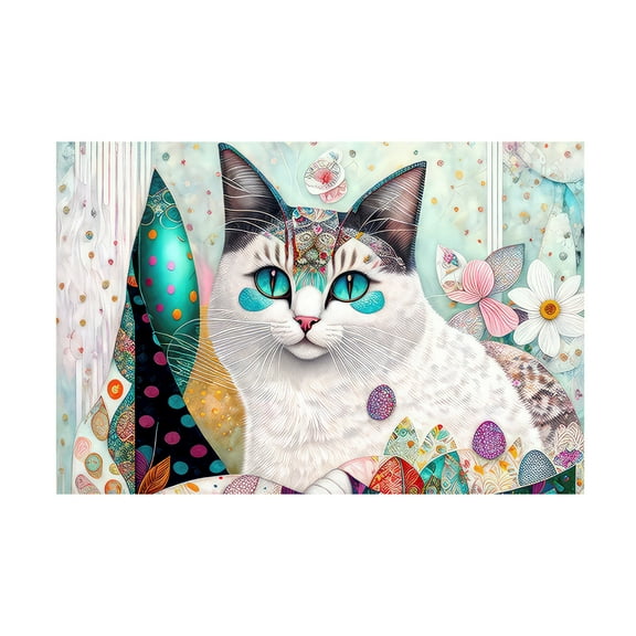 Canvas Wall Art - FootePrint Art 'Easter Kitty 2' Wall Art for Living Room, Bedroom, or Office Décor by Trademark Fine Art - 19 x 12 Inches