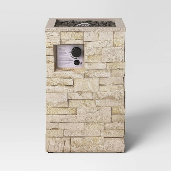 16" Stack Stone Liquid Propane Fire Column - Light Brown Fire Pit