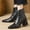 #156-Black, variant on Wowcloth Women's Ankle Boots - Fashion Casual Winter Comfort Solid Color Pointed Toe with Chunky High Heel for Daily Wear