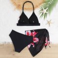 thumbnail image 6 of Girls 3 Piece Swimsuit Set Floral Print Backless Halter Neck Beach Swimwear Girls Bikini Swimsuits Size 7-16 Years, 6 of 6