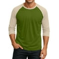 thumbnail image 2 of 3/4 Sleeve Mens Casual Raglan Jersey Baseball Tee Shirt Green XL, 2 of 7