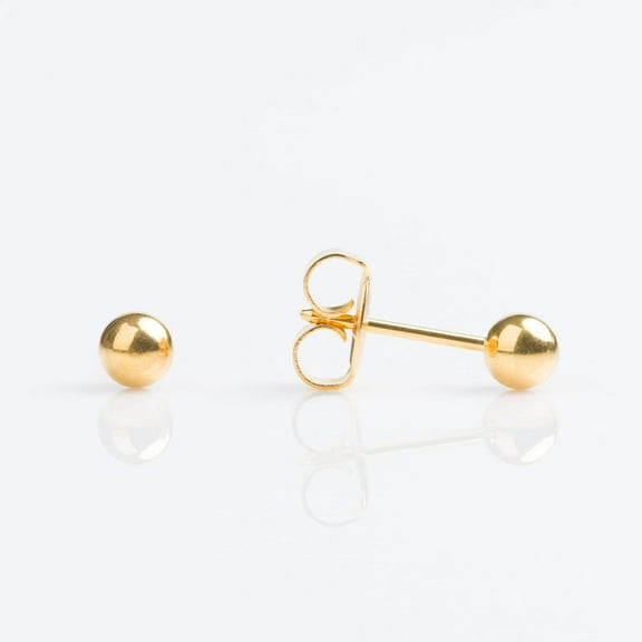STUDEX Sensitive Gold Plated Ball Stud Earrings 4mm | Hypoallergenic and Nickel Safe for Sensitive Ears | Gold Plated Posts | High Fashion Earrings for Women and Men-PR-622-S