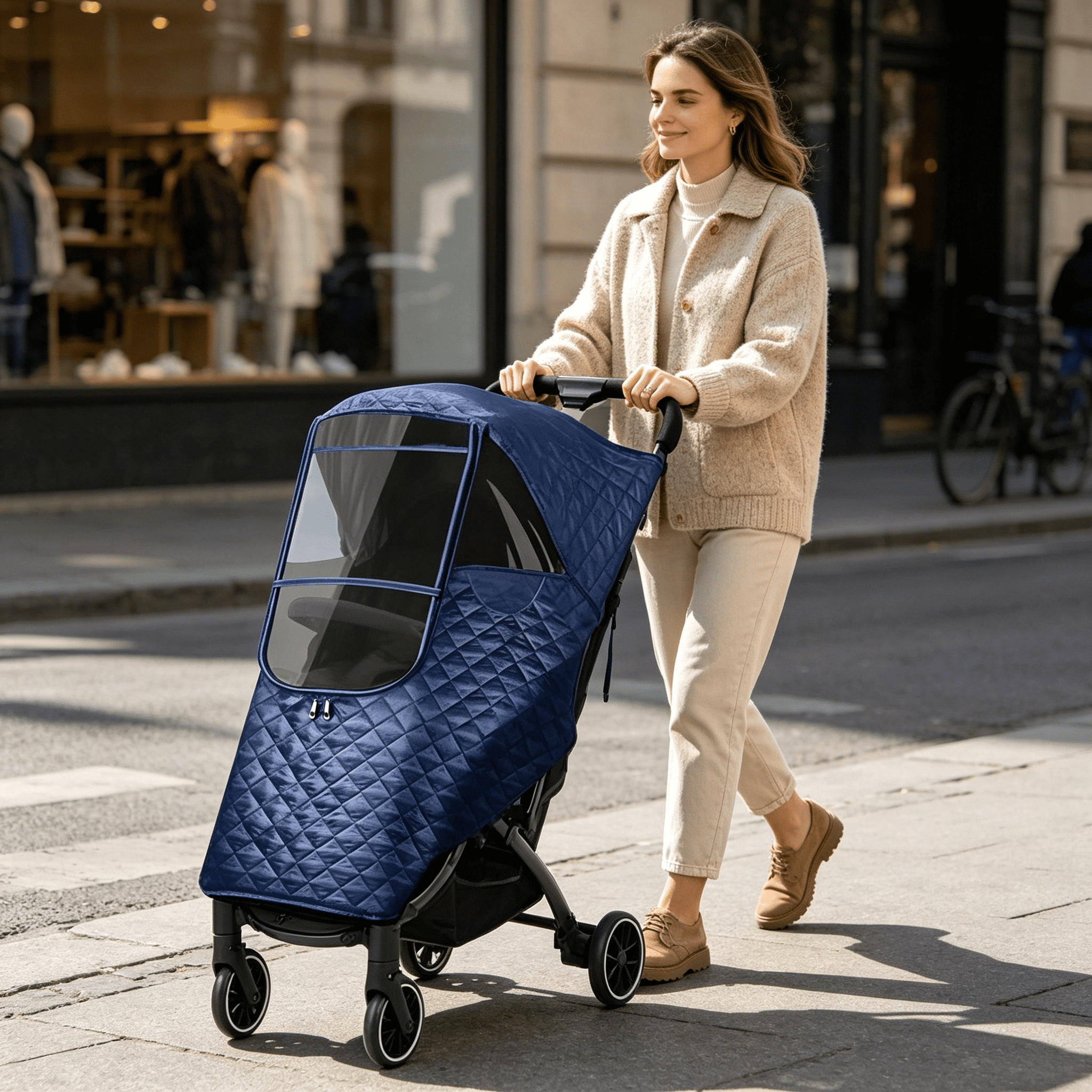 LADYGYM 2026 New Stroller Rain Cover,U-Zipper Stroller Cover,Three-Layer Warm Weather Shield,Full-Coverage Stroller Rain Cover
