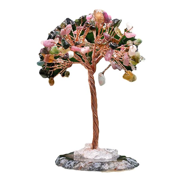 Grava de cristal Árbol de la vida Piedra preciosa natural Decoración Artesanía Adorno artístico