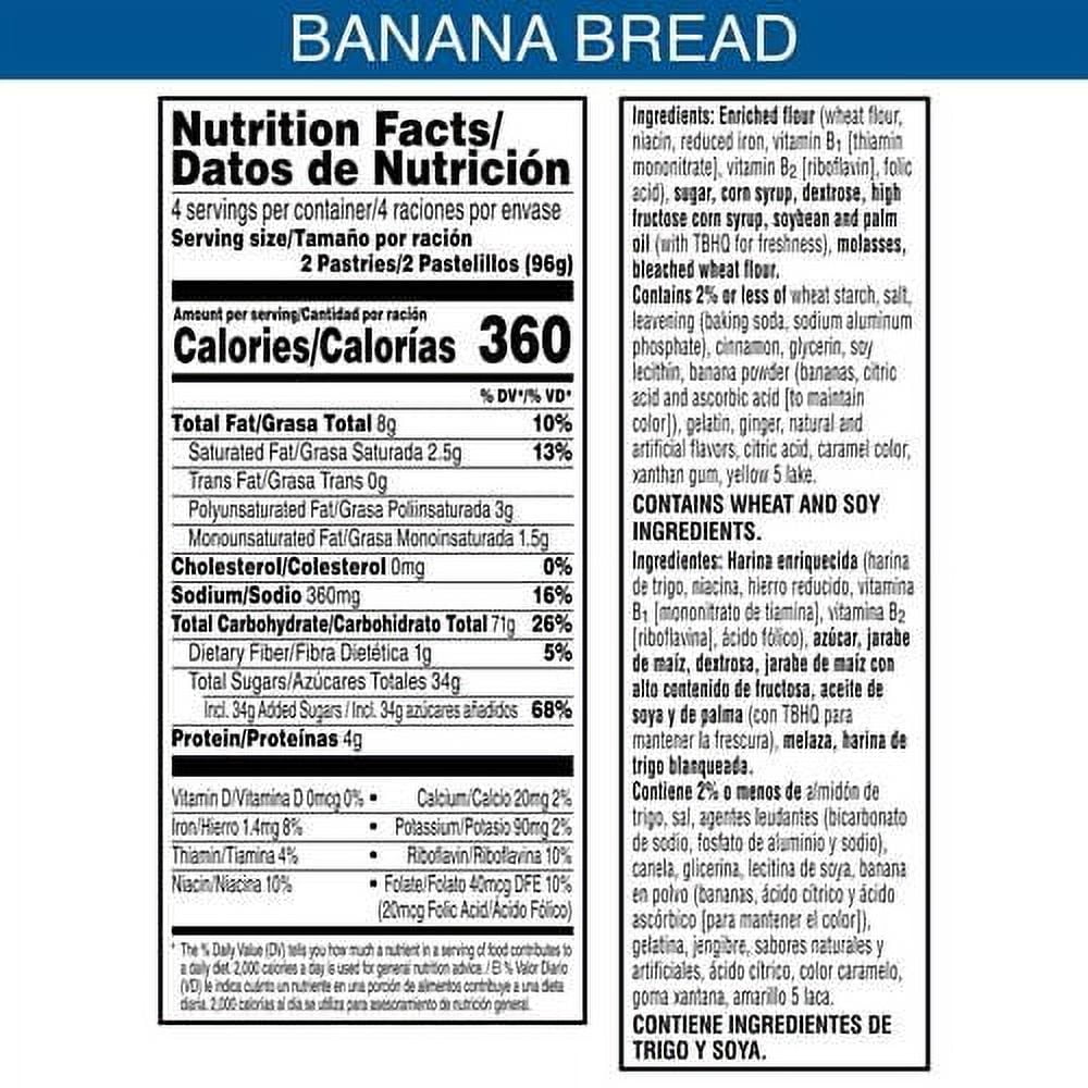 Pop-Tarts Toaster Pastries, Breakfast Foods, Kids Snacks, Frosted Banana Bread, 13.5Oz Box (8 Pop-Tarts) - Pack of 2