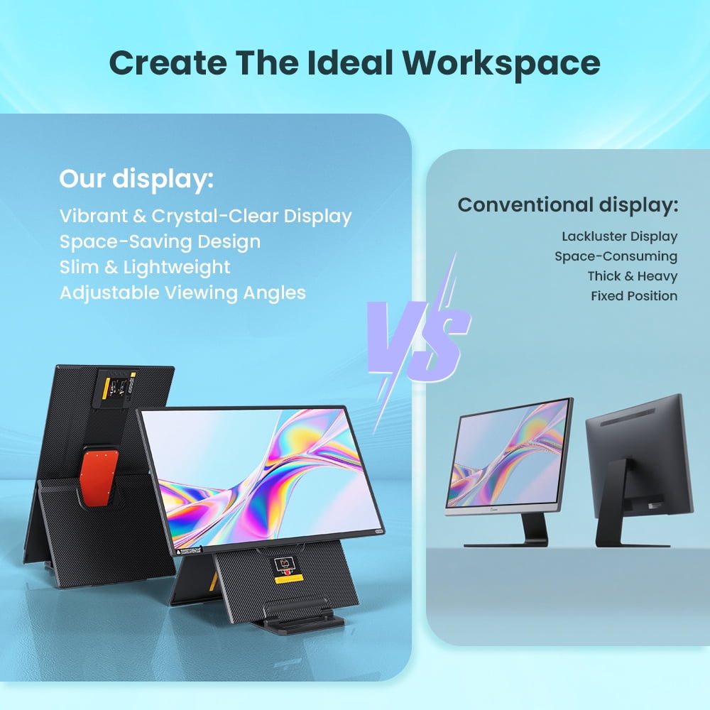 24" Large Portable Monitor, 2026 Upgraded FHD 1080P 100Hz Portable Screen for Laptop, 125% sRGB IPS Portable Second Monitor with Adjustable Stand for Windows/Mac/Linux/Chrome