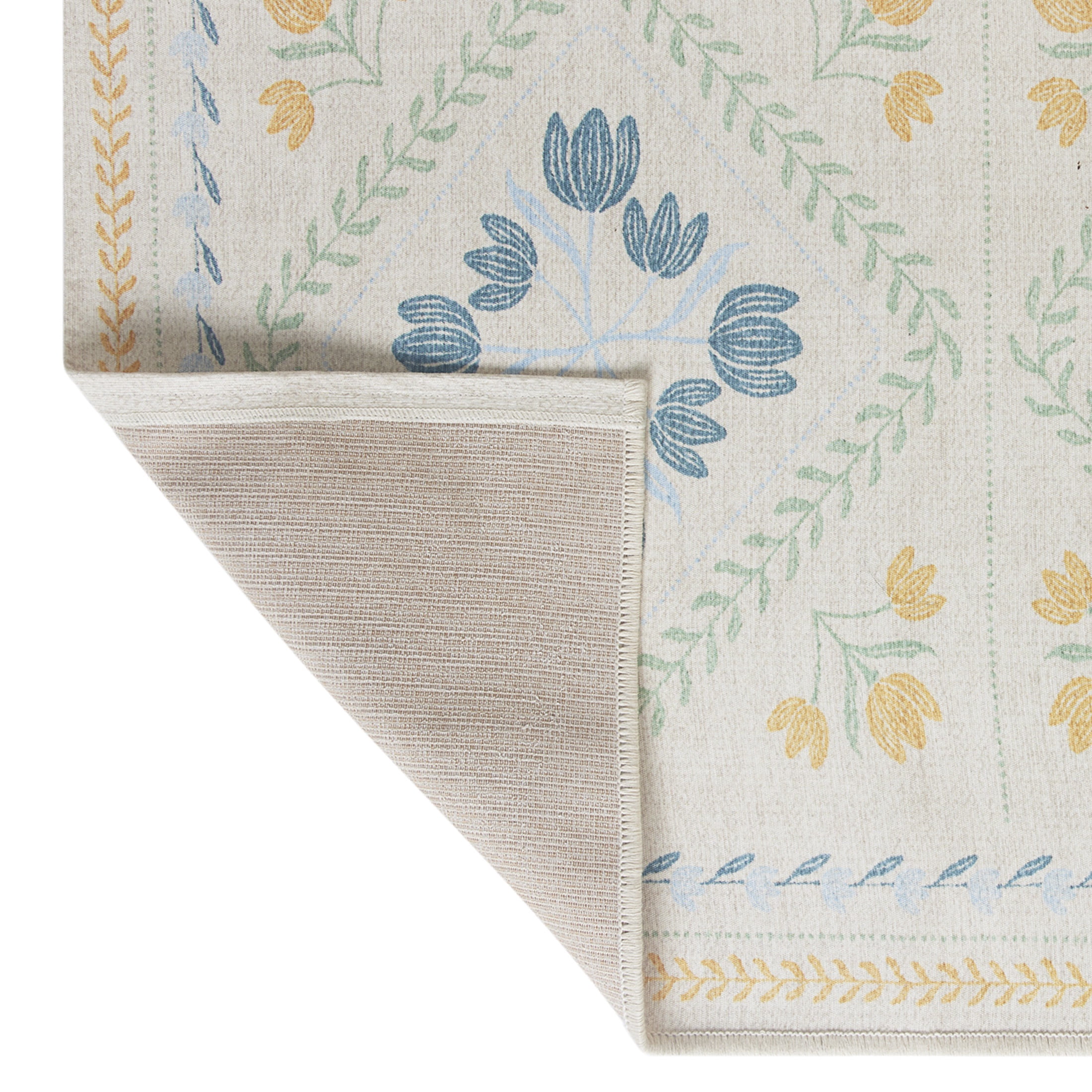 Better Homes & Gardens Soliel Floral Runner Rug, Blue & Yellow, 30" x 72", Machine Washable