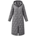 thumbnail image 5 of cocolona Womens Long Quilted Jacket LightWeight Long Sleeve Hooded Zipper Puffer Coat Casual Loose Solid Color Winter Warm Snow Long Outerwear, 5 of 6