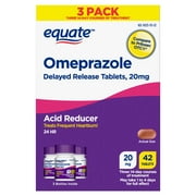 Equate Omeprazole Delayed Release Tablets 20 mg, Acid Reducer, Frequent Heartburn, 42 Count