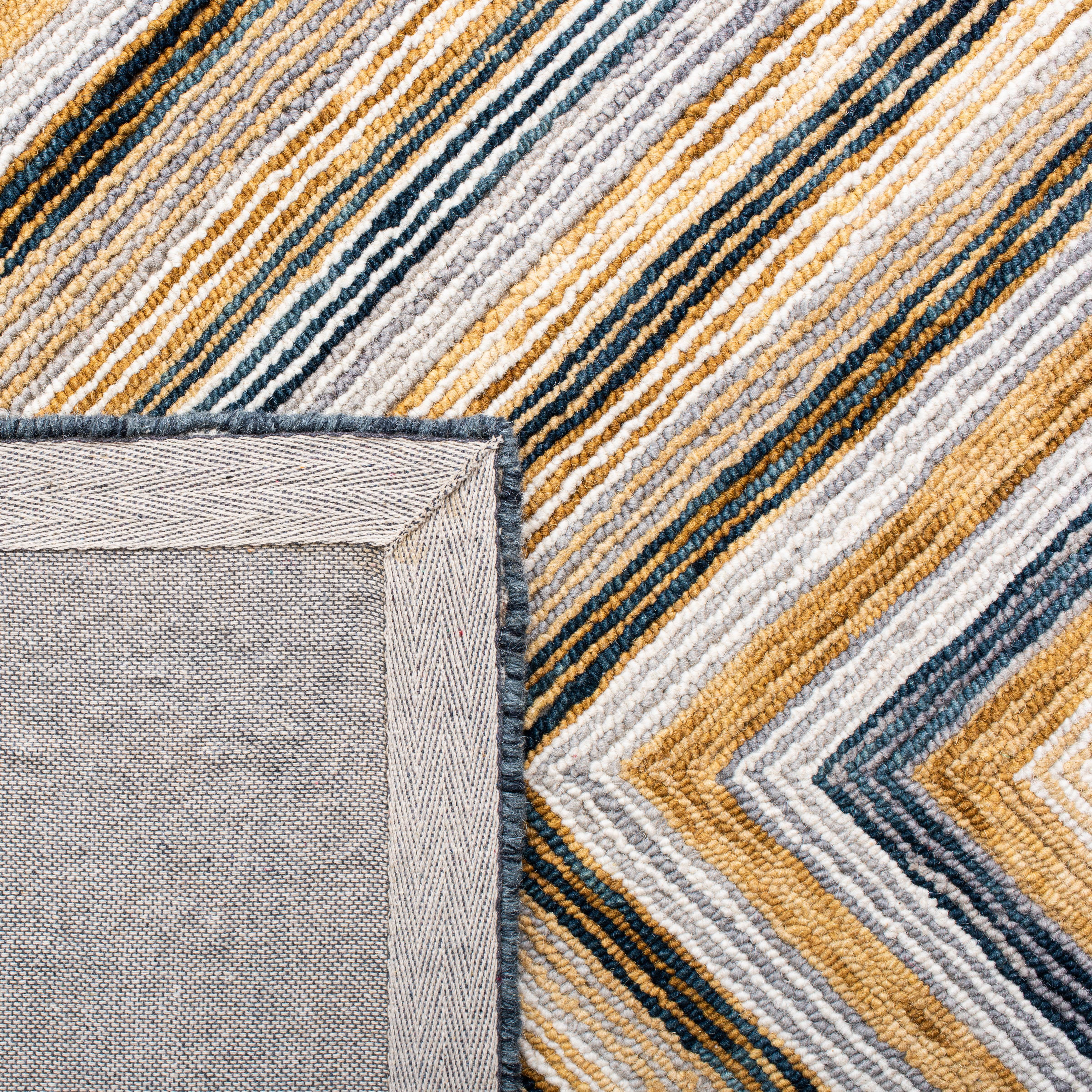 SAFAVIEH Aspen Caitriona Geometric Wool Area Rug, Navy/Gold, 9' x 12'