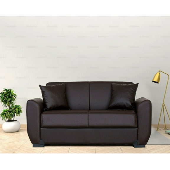 Aisha Brown PU Leather Loveseat