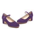 thumbnail image 2 of YDN Women Lovely Closed Toe Low Block Heel Pumps Chunky Adjustable Strap Buckle Mary Janes Fashion Ballroom Dress Shoes Size 11 Purple, 2 of 4