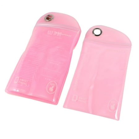 Unique Bargains Smartphone Mobile Hanging Hole Self Sealing Waterproof Bag Pouch Pink 10