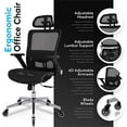 thumbnail image 3 of Ergonomic Mesh Office Chair, Rolling Home Desk Chair with 4D Adjustable Flip Armrests, Adjustable Lumbar Support and Blade Wheels, Swivel Office Chair Executive Chair for Home Office, Black, 3 of 7