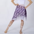 thumbnail image 3 of Triangle Sequin Fringe Mesh Hip Scarf Arabian Scarves Wrap Without Coins Purple, 3 of 5