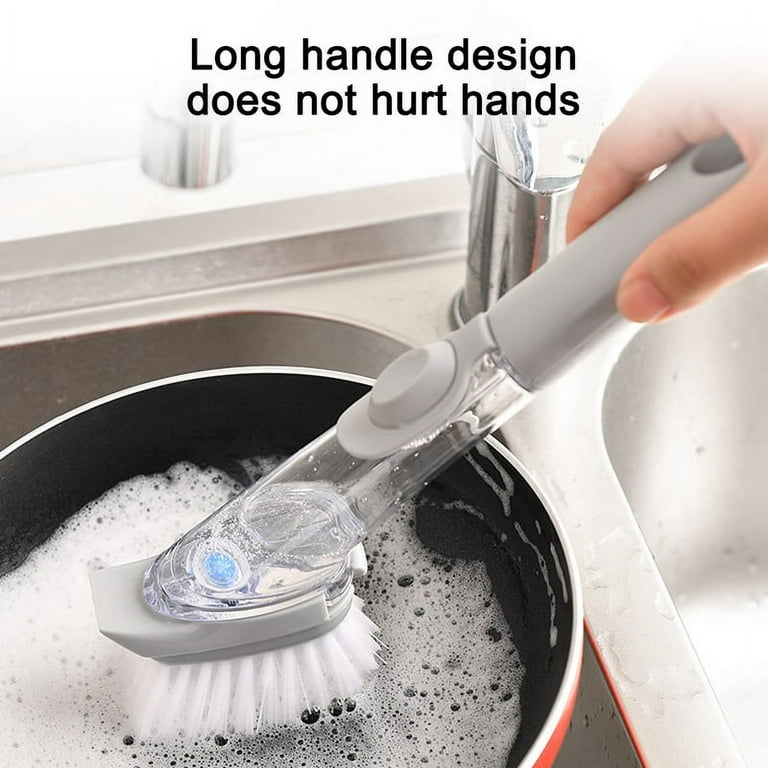 Dish Washing Kitchen Sponge Brush with Detachable Cleaner Adding Handle Scrubber, Size: 1 x Brush with Handle