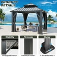 thumbnail image 2 of GARTOO 10 Ft x 10 Ft Outdoor Hardtop Gazebo Heavy Duty Pavilion with Aluminum Frame, Galvanized Steel Double Roof Gazebos with Netting and Curtains for Garden, Patio, Lawns, 2 of 8