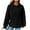 Black, variant on IROINNID Hoodie for Women Long Sleeve Waffle Drawstring Hoodie Solid Plain Basic Tops Loose Fit Pullover,Navy