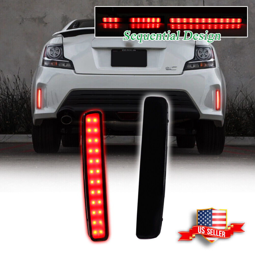 GTINTHEBOX Black Lens Bumper Reflector LED Strobe Flash Brake Lights ...