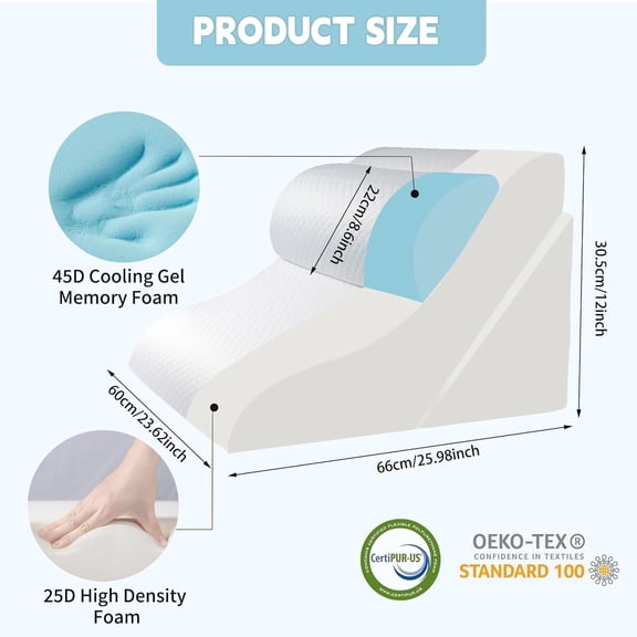 3PCS Wedge Pillow for Sleeping, 15-in-1 Orthopedic Bed Pillow Wedge Set Adjustable Memory Foam Wedge Pillow for After Surgery, Acid Reflux, Snoring, Back Pain Relief