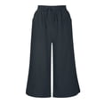 thumbnail image 4 of ameIAEA Womens Wide Leg Capri Pants Elastic Waist Drawstring Cropped Trousers with Pockets, 4 of 7